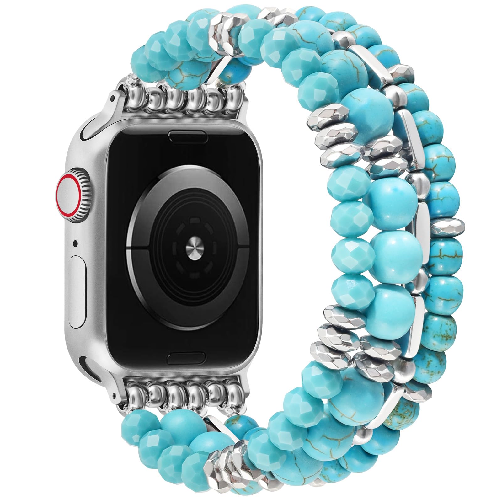 VISOOM Beaded Boho Bracelet Compatible for Apple Watch Band 40mm/38mm/41mm/42mm Series 11 10 9 8 7 SE Series 6/5/4 Women Fashion Cute Handmade Crystal Beads Stretchy Watch Strap for iWatch Bands 3/2/1