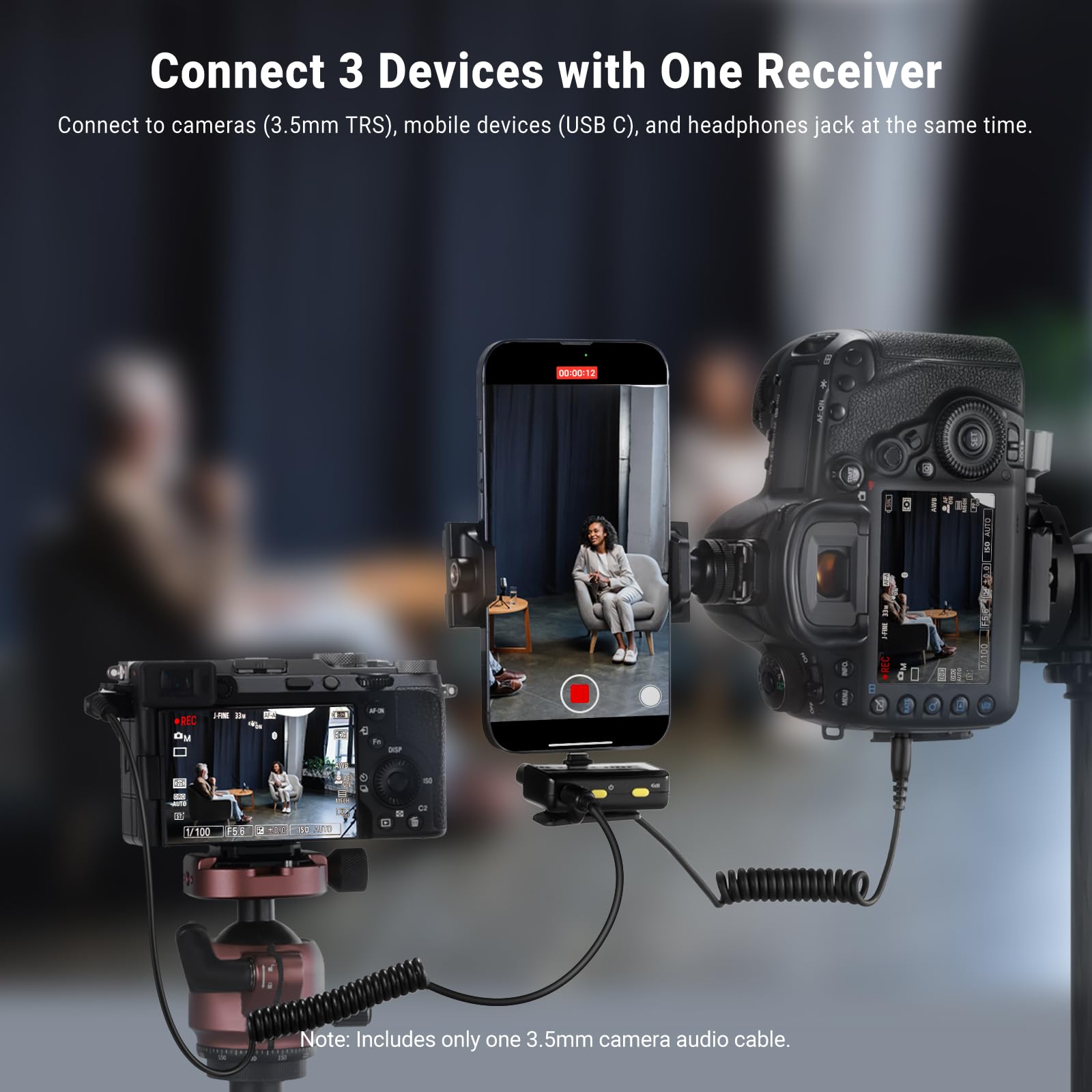 NEEWER CM28 Wireless Lavalier Microphone System, 1 Click Noise Canceling, 4GB Storage for 9Hrs of 48KHz 16 Bit Uncompressed Audio, Lapel Mic Compatible with iPhone/Android/PC/Camera/iPad