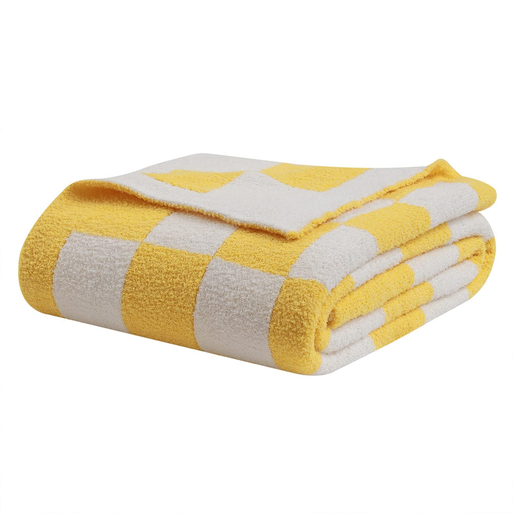 bearberry Fuzzy Checkerboard Grid Throw Blanket Soft Cozy Warm Microfiber All Season Blanket Decor for Couch Sofa Bed Travel Home (Avocado Green, 50''x60'')