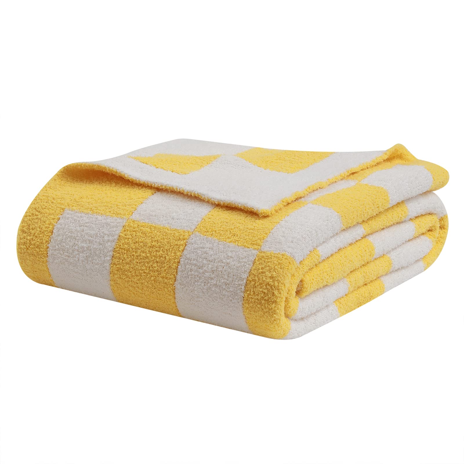 bearberry Fuzzy Checkerboard Grid Throw Blanket Soft Cozy Warm Microfiber All Season Blanket Decor for Couch Sofa Bed Travel Home (Avocado Green, 50''x60'')