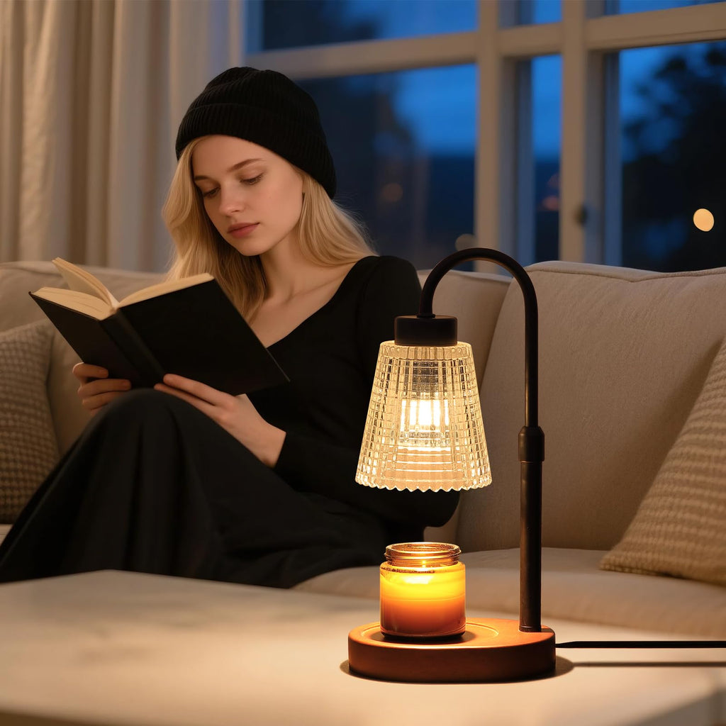 MEIXISUE Candle Warmer Lamp with Timer and Dimmer,Electric Amber Light Gifts for Women Melt Wax Warmer Lamp with 2 Bulbs for Candle Jars House Warming New Home Decor
