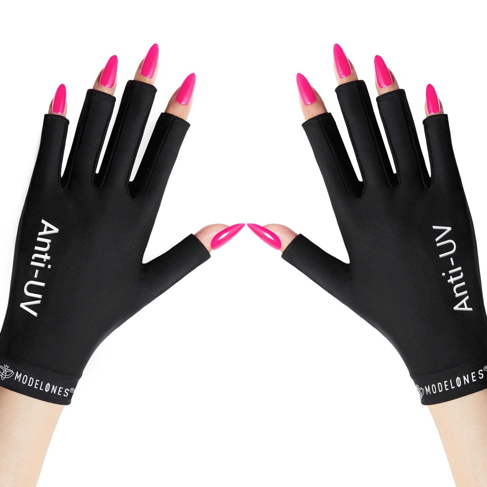 modelones UV Gloves for Gel Manicures, Professional UPF99+ Anti UV Protection Gloves for Gel Nail Lamp (Black)