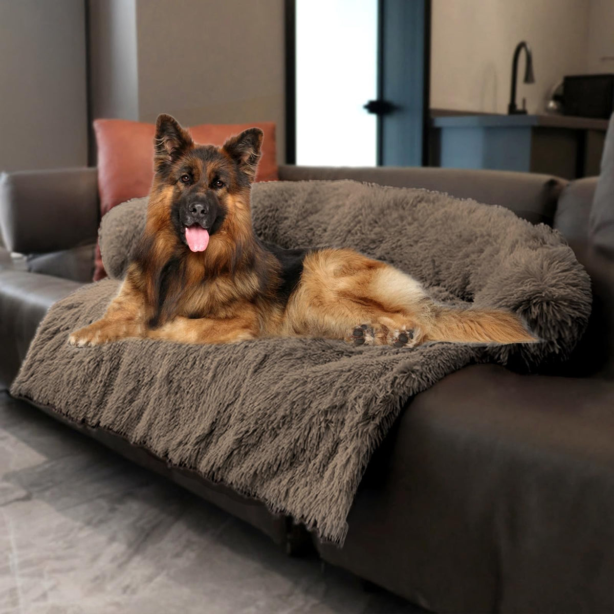 Luxurious Calming Dogs/Cats Bed Mats, Dog Pad Washable Removable Couch Cover, Plush Long Fur Mat for Pets, Waterproof Lining, Perfect for Small, Medium and Large Dogs and Cats (Beige, 31"x23")