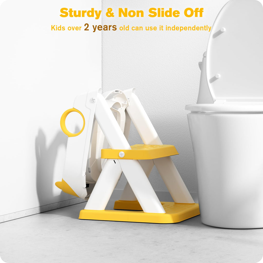 Potty Training Seat, Upgrade Toddler Toilet Seat for Kids Boys Girls, 2 in 1 Potty Training Toilet, Splash Guard Anti-Slip Pad Step Stool(Blue)