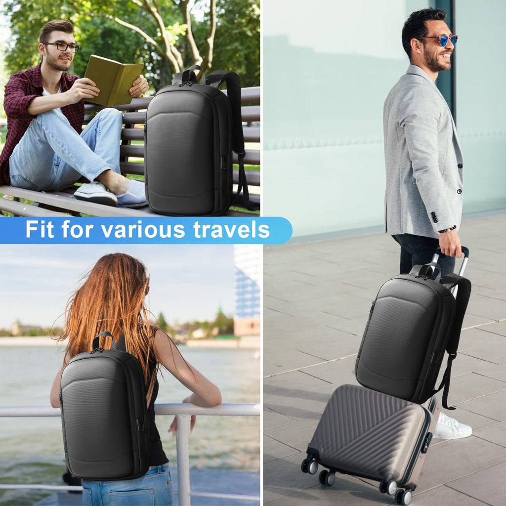 hk Business Backpack for Men 15.6 Inch,Slim & Expandable Waterproof Travel Laptop Backpack, Anti-Theft Lightweight Work Computer Bag, College Laptop Backpacks Gifts for Men Women-Black
