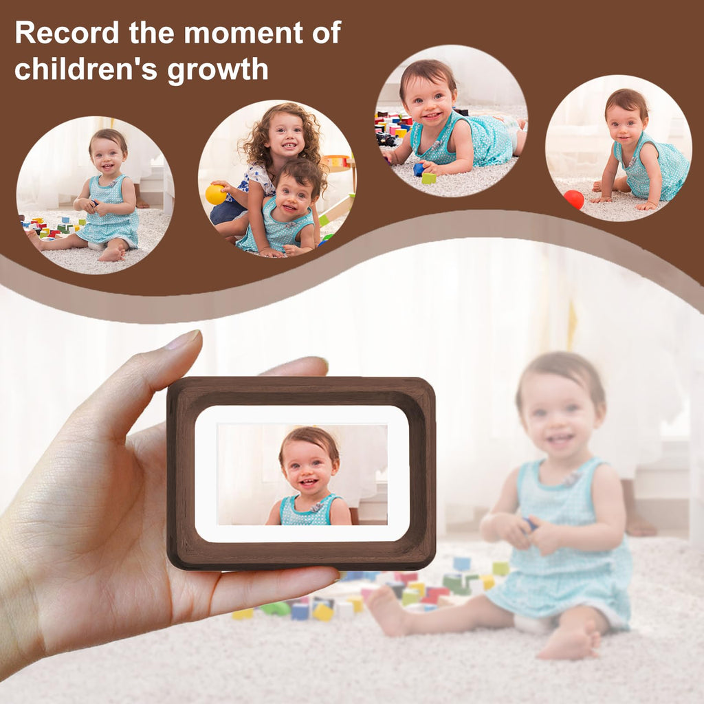 Mini Wood Picture Frame,Small Picture Frames 2x3 with Tiny Mat | Cute Polaroid Picture Frame,Teak Solid Natural Wood Tiny Photo Frame, Tabletop and Wall Mounting