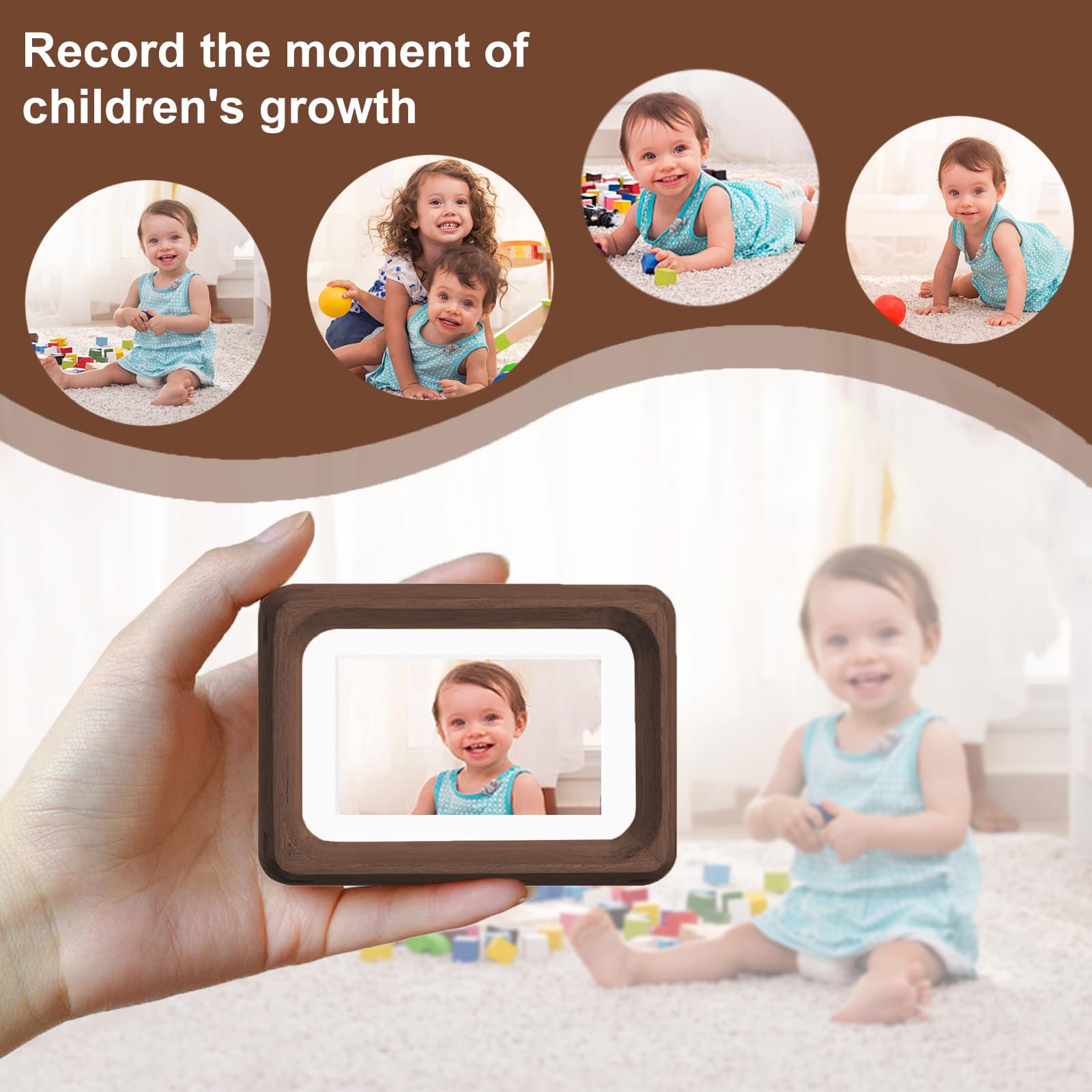Mini Wood Picture Frame,Small Picture Frames 2x3 with Tiny Mat | Cute Polaroid Picture Frame,Teak Solid Natural Wood Tiny Photo Frame, Tabletop and Wall Mounting