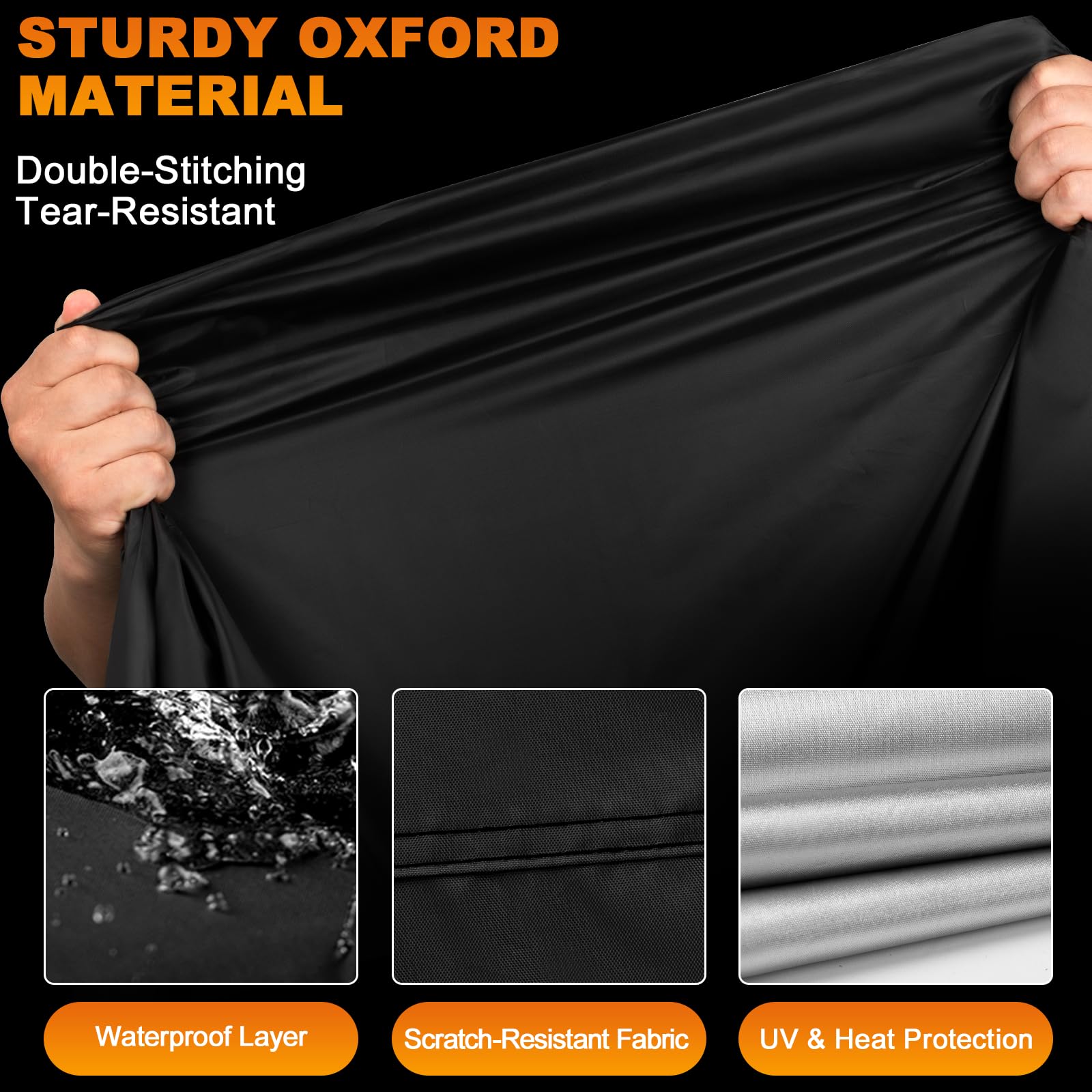 Favoto Motorcycle Cover Waterproof Outdoor All Weather Snow Rain Dust UV Protection Motorcycle Tarp with Lock-Holes ＆ Storage Bag Moped Cover with Night Reflective Strips Fits up to 86.6"