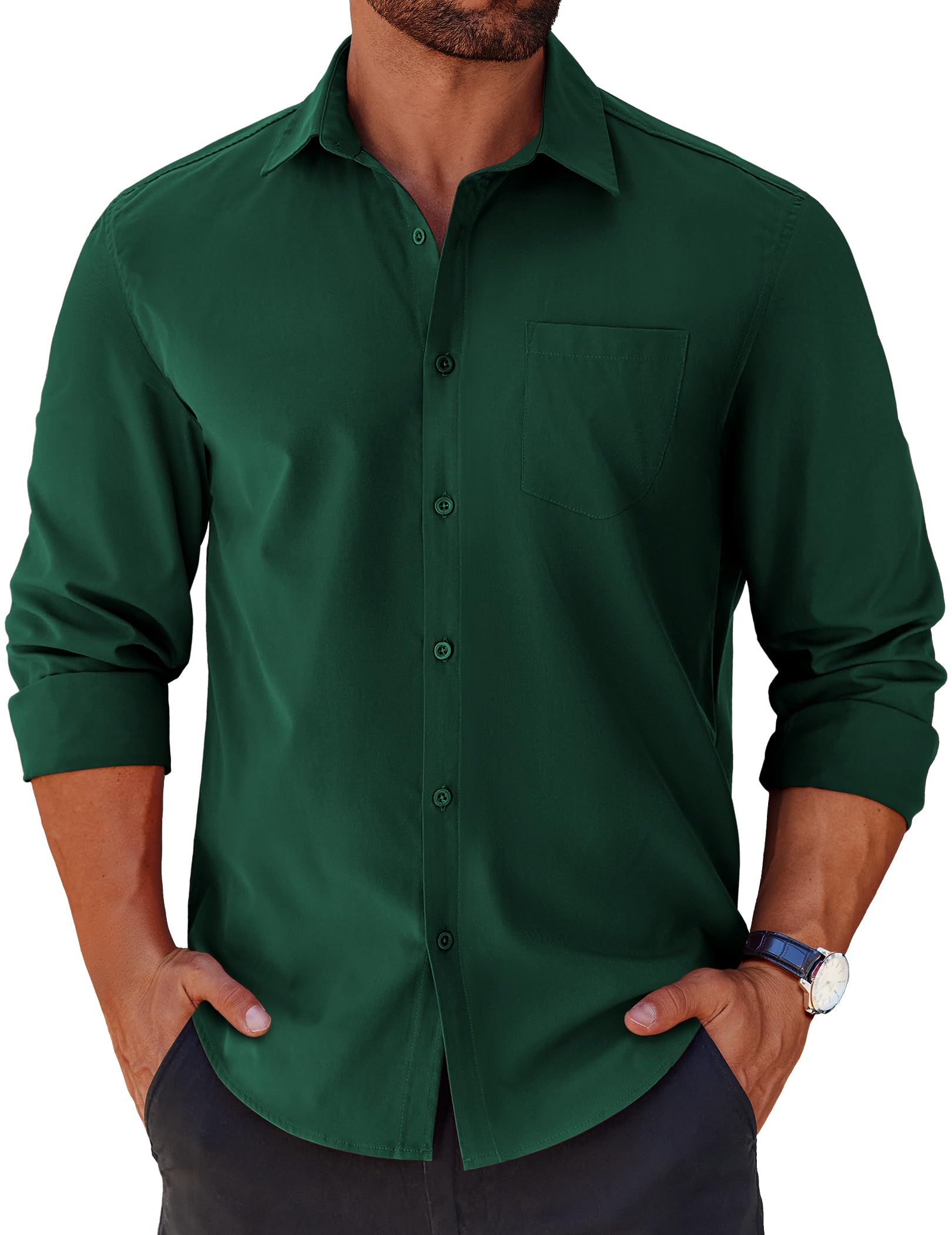 COOFANDY Mens Long Sleeve Button Down Shirts Casual Untucked Shirts for Men Dress Shirts Beach Wedding Shirts