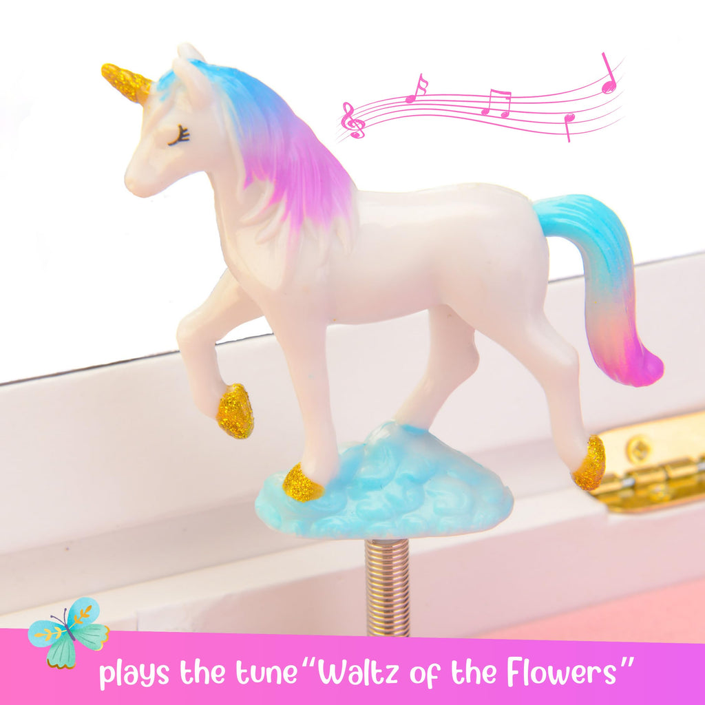 Giggle & Honey® Unicorn Musical Jewelry Box for Girls Unicorn Toys for Girls Age 4-6 Kids Jewelry Box with Drawers