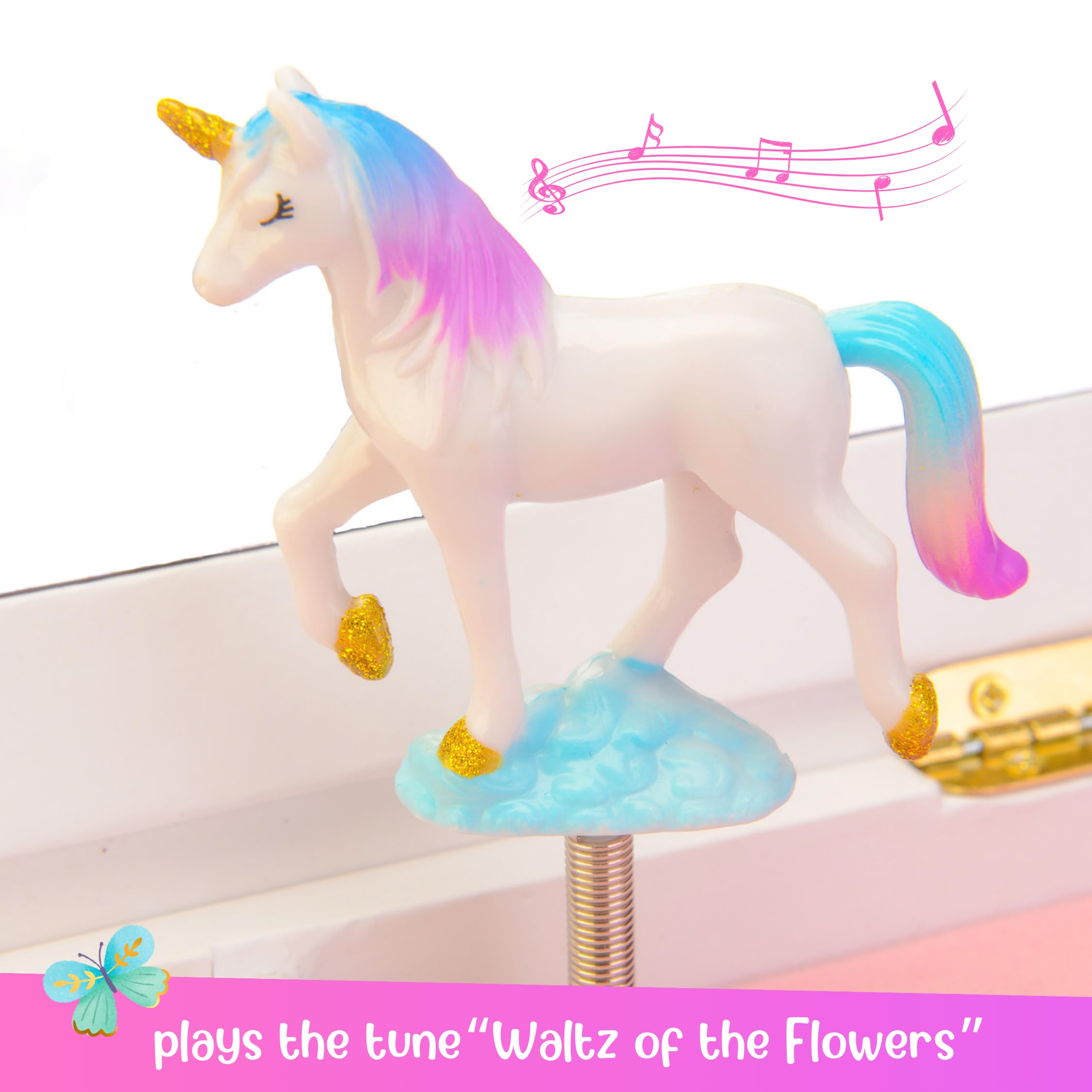 Giggle & Honey® Unicorn Musical Jewelry Box for Girls Unicorn Toys for Girls Age 4-6 Kids Jewelry Box with Drawers