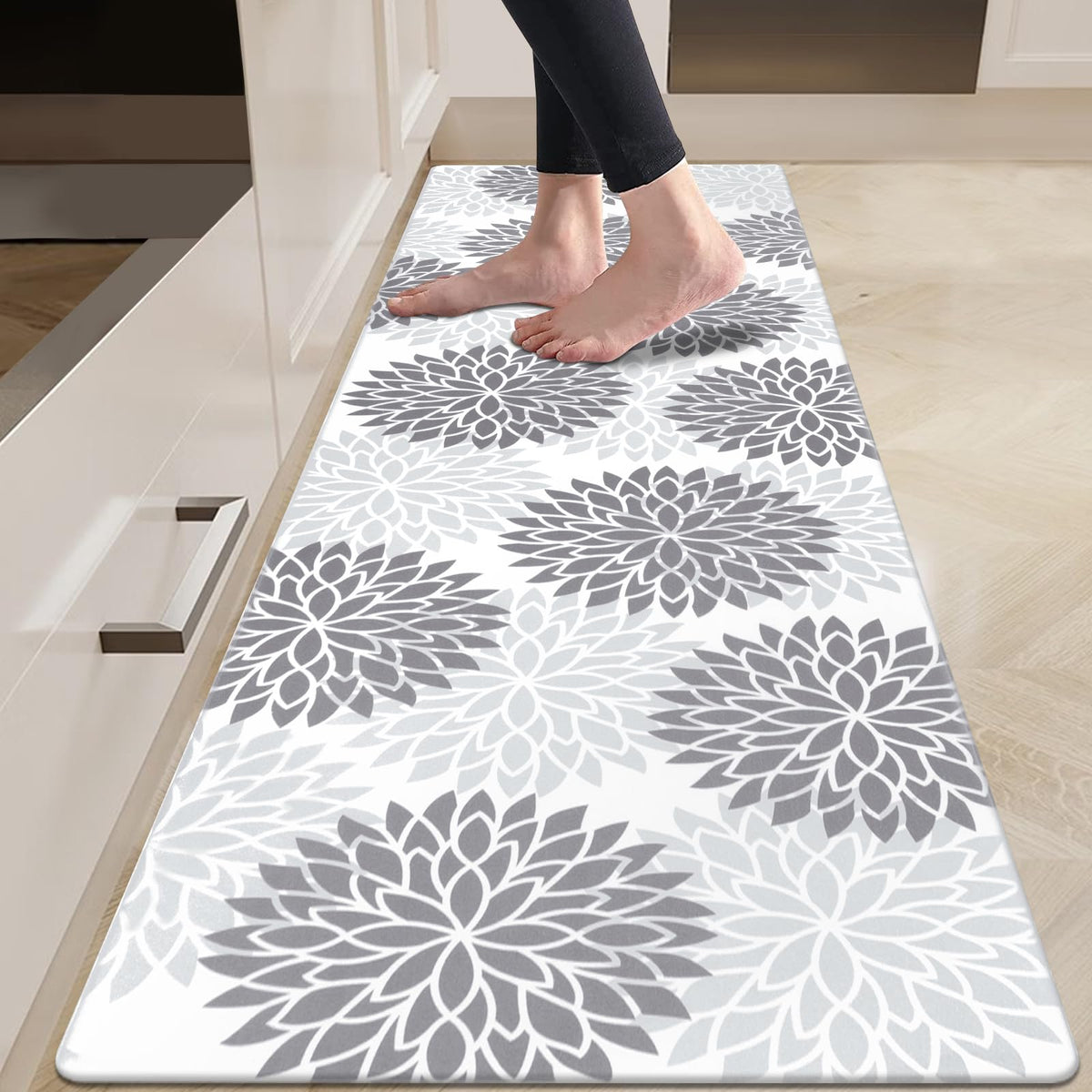 HEBE Anti Fatigue Kitchen Rugs Sets of 2, Non Slip Kitchen Mats for Floor, Waterproof Cushioned Comfort Standing Carpet for Kitchen Sink, Home Office, Laundry Room