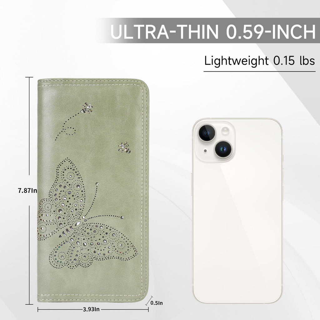 KITEVIUN RFID Wallet Women Ultra Slim Thin Womens Wallet Compact Clutch Long Ladies Wallet for Women WHITE