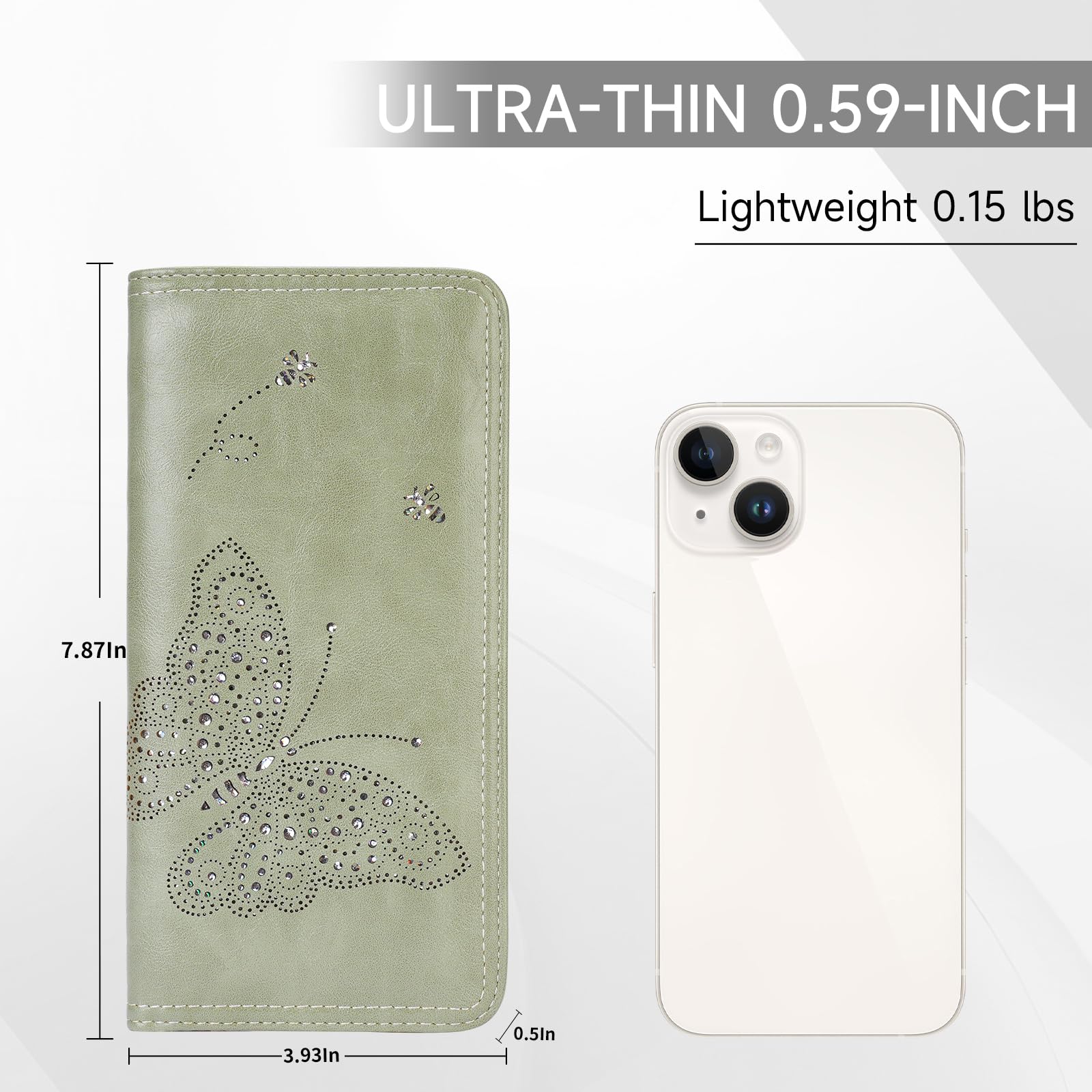 KITEVIUN RFID Wallet Women Ultra Slim Thin Womens Wallet Compact Clutch Long Ladies Wallet for Women WHITE