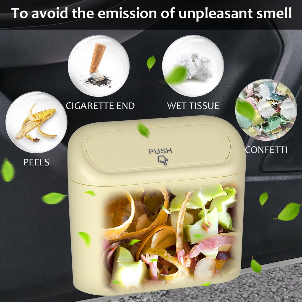 Accmor Car Trash Can with Lid, Mini Auto Dustbin Garbage Organizer with 30 Pcs Plastic Trash Bag, Automotive Garbage Container Bin for Vehicle, Home, Office
