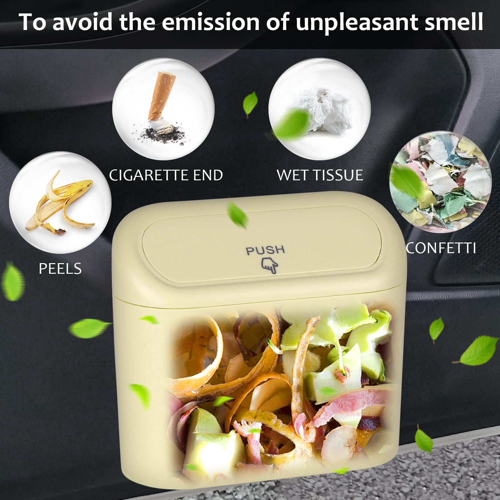 Accmor Car Trash Can with Lid, Mini Auto Dustbin Garbage Organizer with 30 Pcs Plastic Trash Bag, Automotive Garbage Container Bin for Vehicle, Home, Office
