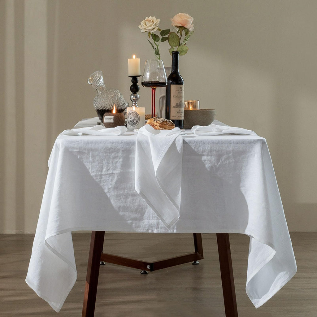 Talasily Linen Tablecloth 100% Pure Linen Table Cloth 60x84 Inches Rectangle Tablecloths Washable Cloths for Kitchen, Dining, Buffet Parties, Holidays, Picnic, Weddings and Restaurants-Caramel