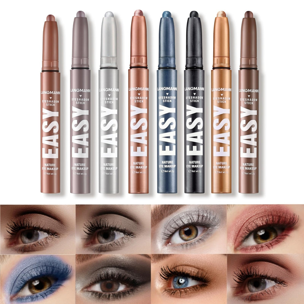 Eyeshadow Stick Set, 2 Colors Matte Professional Bright-Colored Contouring and Highlight Eyeshadow Stick, Cream Waterproof Long Lasting High Pigmented Eye Shadow