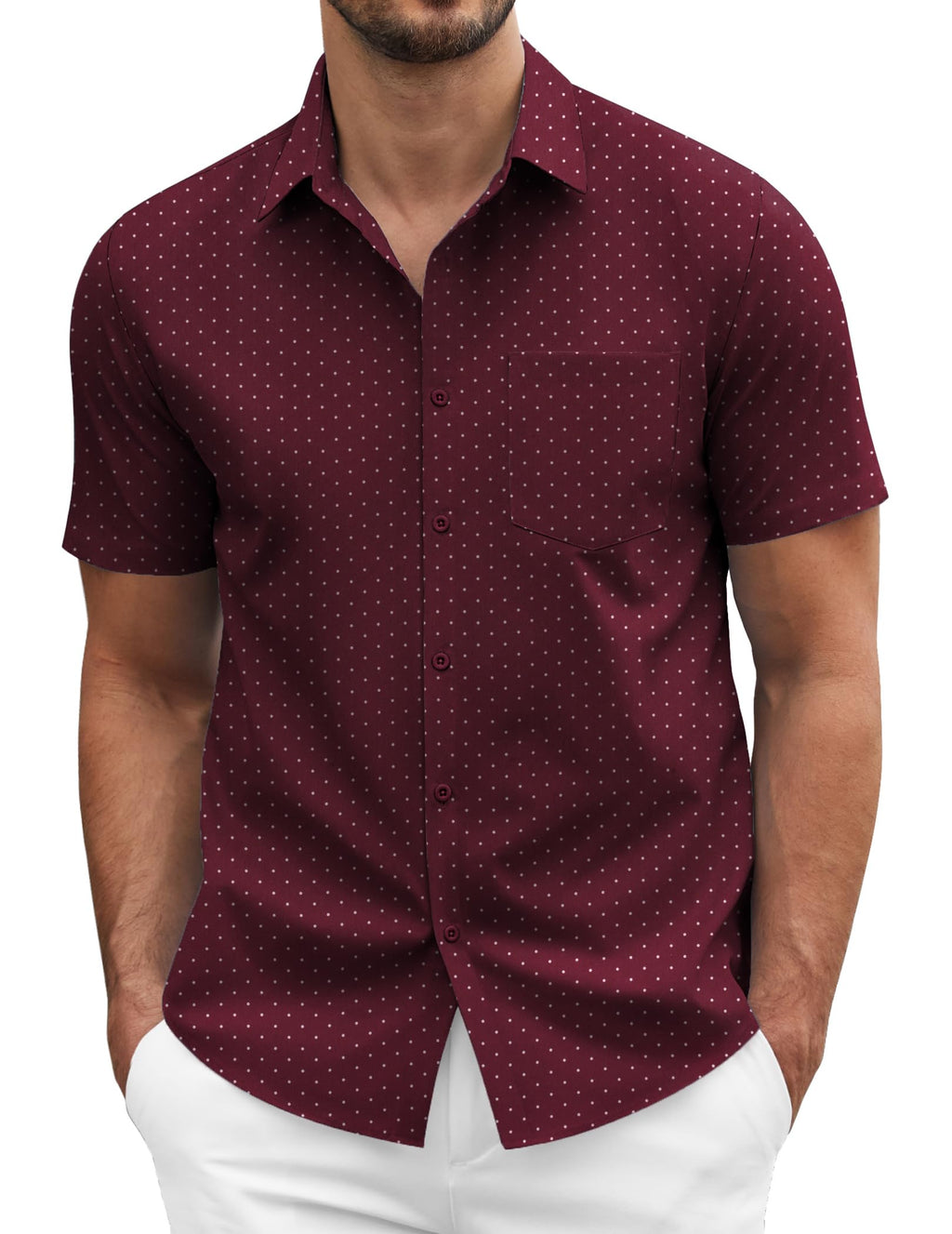 COOFANDY Men's Short Sleeve Casual Button Down Shirt Business Untucked Dress Shirts with Pocket