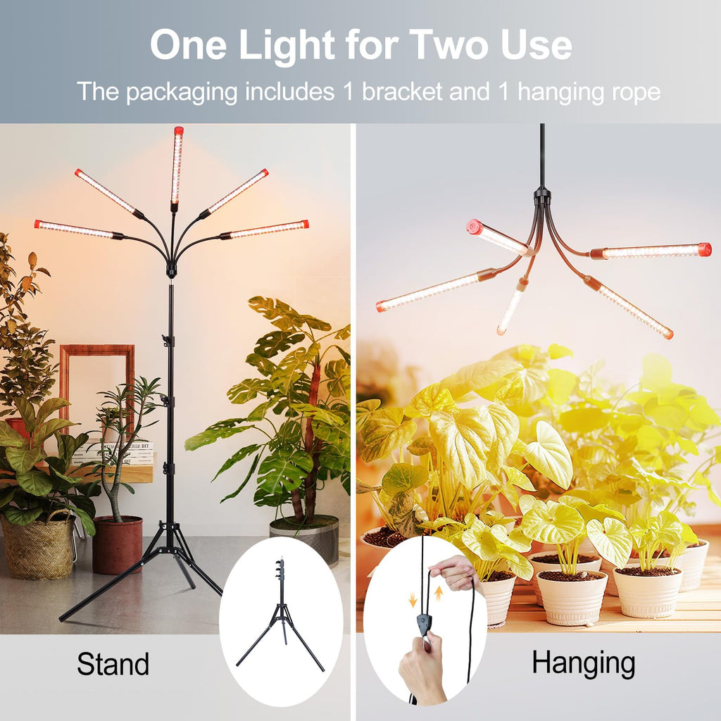 FECiDA Gamechanger 2026 36 Watt Power Draw, NO Need Adapter, 4Head Strong Clip Grow Lights for Indoor Plants with 4/8/12/16/20H Timer, LED Plant Growing Lamps for Houseplants, Bonsai, Seed Starting