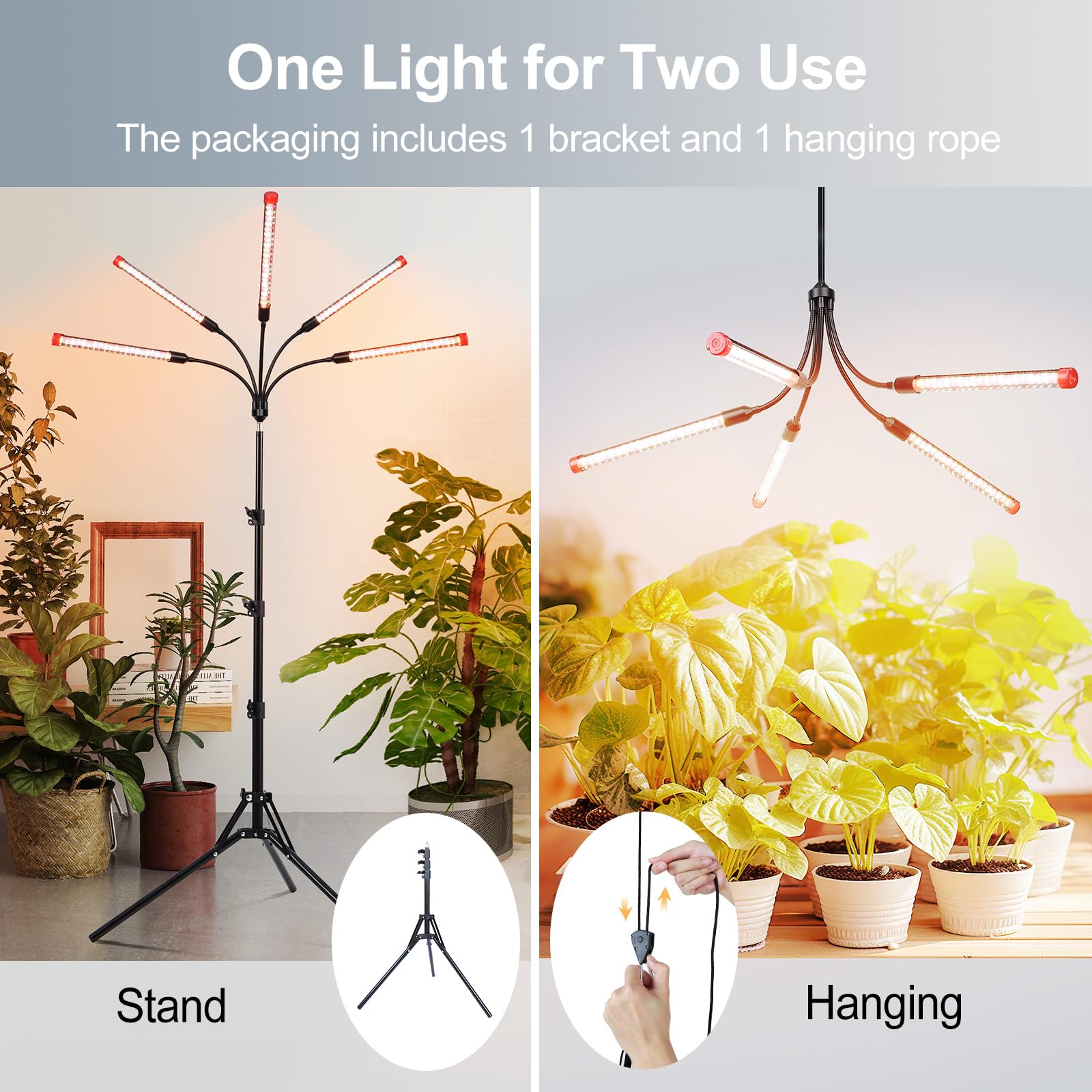 FECiDA Gamechanger 2026 36 Watt Power Draw, NO Need Adapter, 4Head Strong Clip Grow Lights for Indoor Plants with 4/8/12/16/20H Timer, LED Plant Growing Lamps for Houseplants, Bonsai, Seed Starting