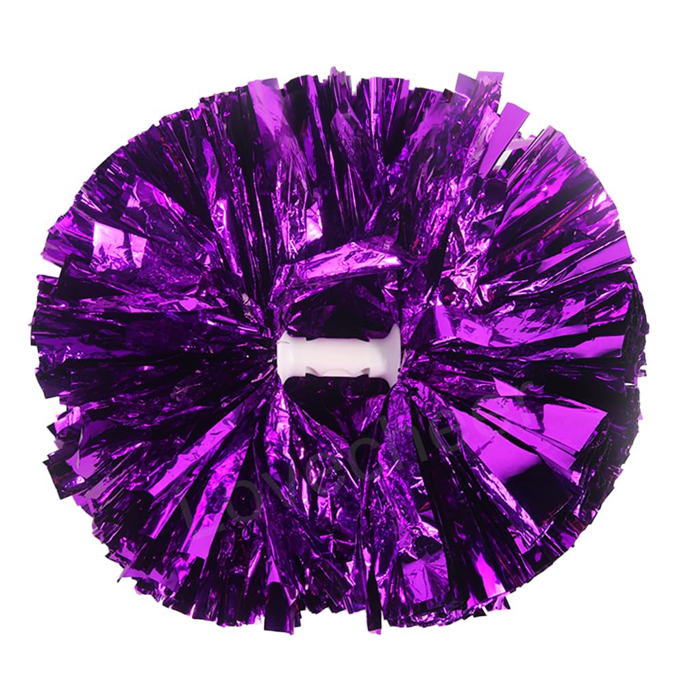 Lovecheer 2PCS/6PCS Metallic Pom Poms Cheerleading with Baton Handle Cheer Pompoms for Kids Adults Team Sports Spirit Party Cheering
