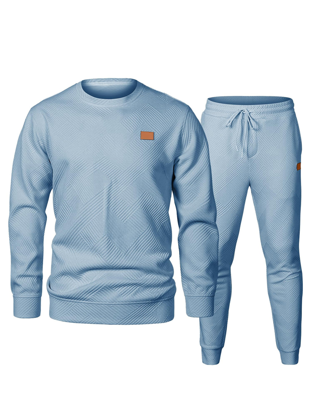 JMIERR Men's 2 Piece Outfits Knit Jacquard Pullover Sweatshirt Tracksuit & Joggers Sweatpants Sweatsuit Sets with Pockets