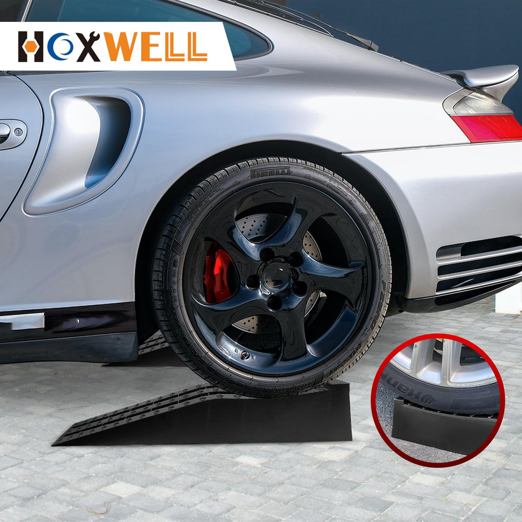HOXWELL Detachable Low Profile Car Ramps for High Lift and Jack Support, Heavy Duty Car Ramps for Low Cars, Removable Vehicle Ramps for Garage, 15.35''-27.83'' L, 2PCS