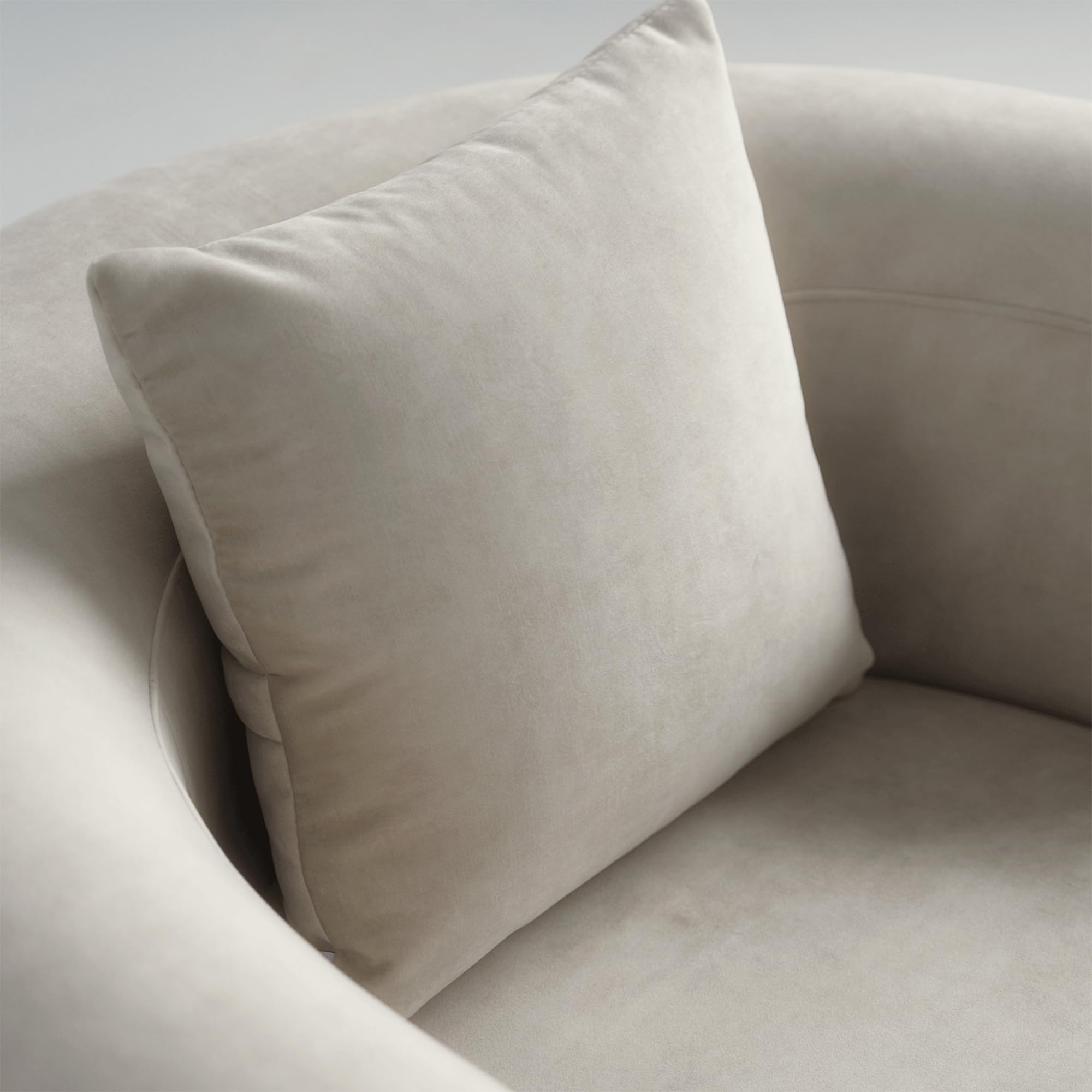 Acanva Luxury Modern Tight Curved Back Velvet Sofa, Minimalist Style Comfy Couch for Living Room Apartment Reception Space, Cream Single Chair