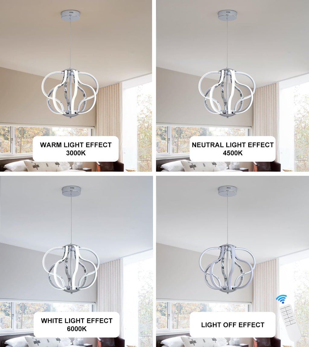 Modern Gold LED Chandelier with Remote Control, Dimmable LED Chandelier with 3 Color Temperature,8 Lights Hanging Pendant Lights for Dining Room Foyer Entryway Kitchen Living Room