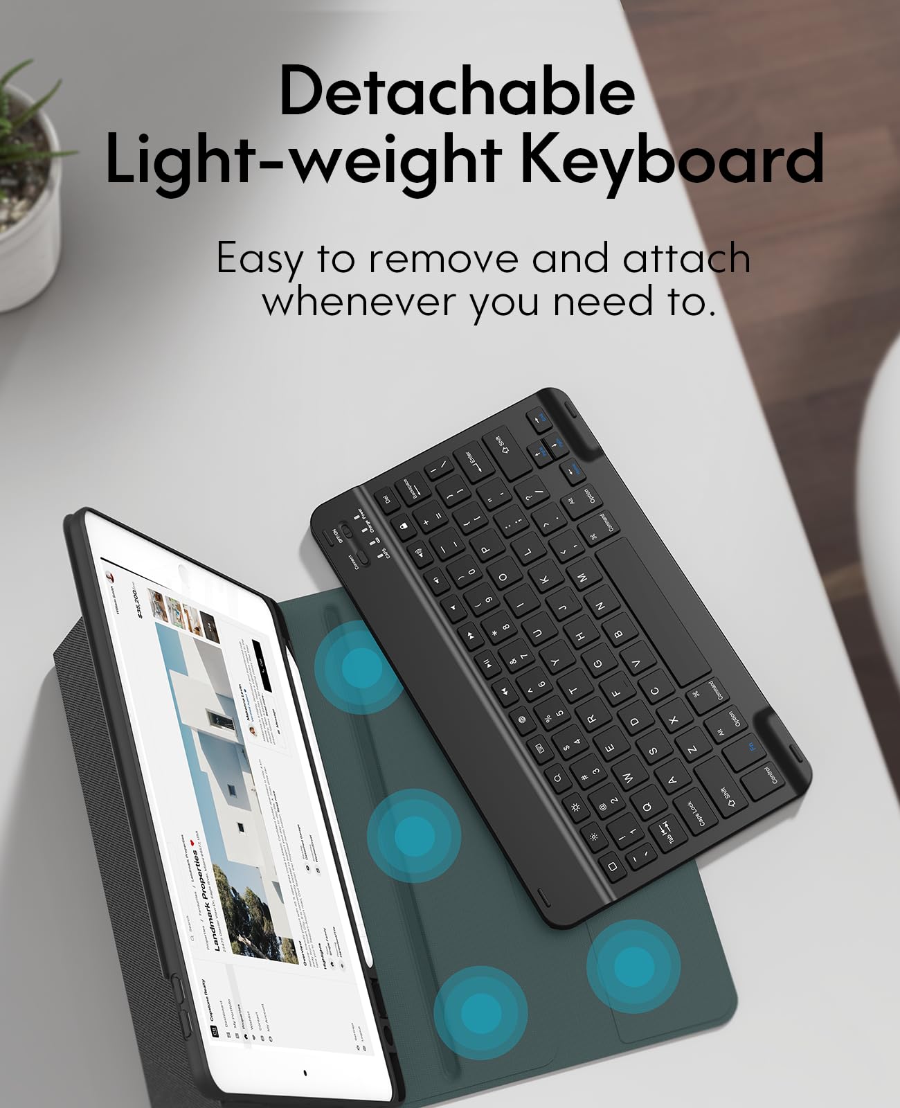 CHESONA Keyboard Case for iPad 9th Generation 2021 10.2 Inch, Detachable Wireless with Pencil Holder Stand Folio Keyboard Cover for iPad 9th Gen/8th Gen/7th Gen 10.2" (Black)