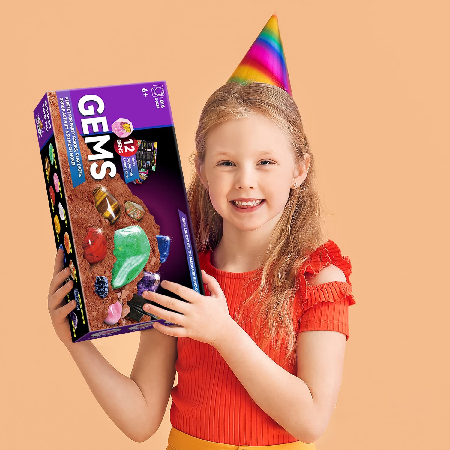 Gamerside Fossil Dig Kit - Educational STEM Science Toys for Kids Ages 6+ - Dig Up 12 Fossils Real & Dinosaur Bones Rocks - Digging Activities Kits - Paleontology, Discovery Gifts for Boys & Girls