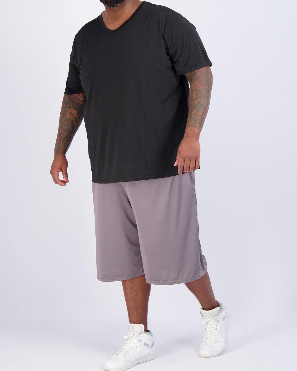 Real Essentials 3 Pack: Men's Big & Tall Short Sleeve V-Neck Athletic T-Shirt Dry-Fit Workout Shirts Moisture Wicking (3X-5X)