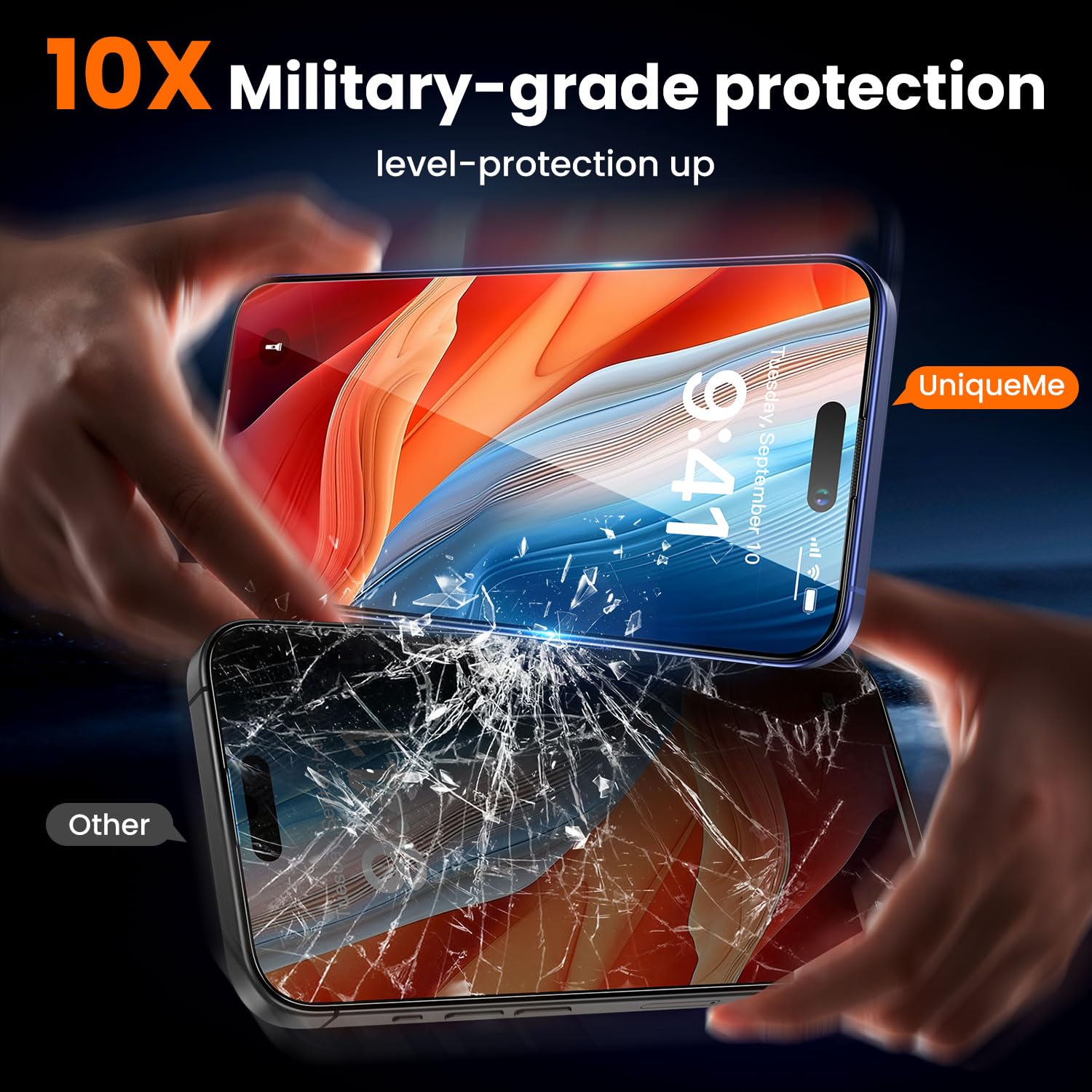 UniqueMe for iPhone 12 Pro Max Privacy Screen Protector - [Military Grade Shatterproof & 9H+ Hardness] Screen Protector 12 Pro Max Tempered Glass Full Coverage Protection, Easy to install, 2 Packs