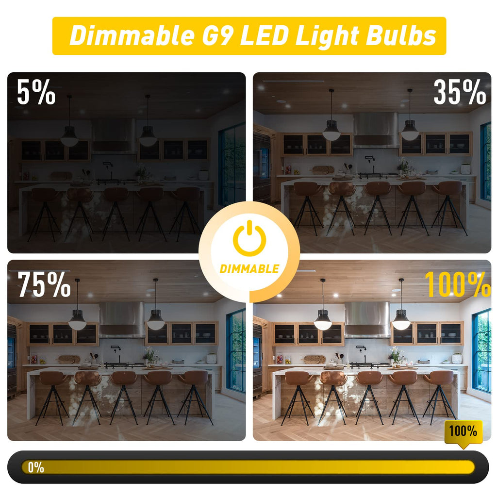 G9 LED Bulbs Dimmable 3W (T4 30W 25W 20W Halogen Bulb Equivalent), Warm White 2700K, 120V, 350LM Bi Pin or Chandelier Wall Pendant Ceiling Lamps,No Flicker 4-Pack