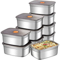 GIUOIDUO 10 Pack Stainless Steel Food Storage Containers with Leak-Proof Lids, 37oz Reusable Metal Meal Prep Lunch Boxes, Stackable, Dishwasher Safe for Snacks, Fruits & On-the-Go Meals, BPA-Free