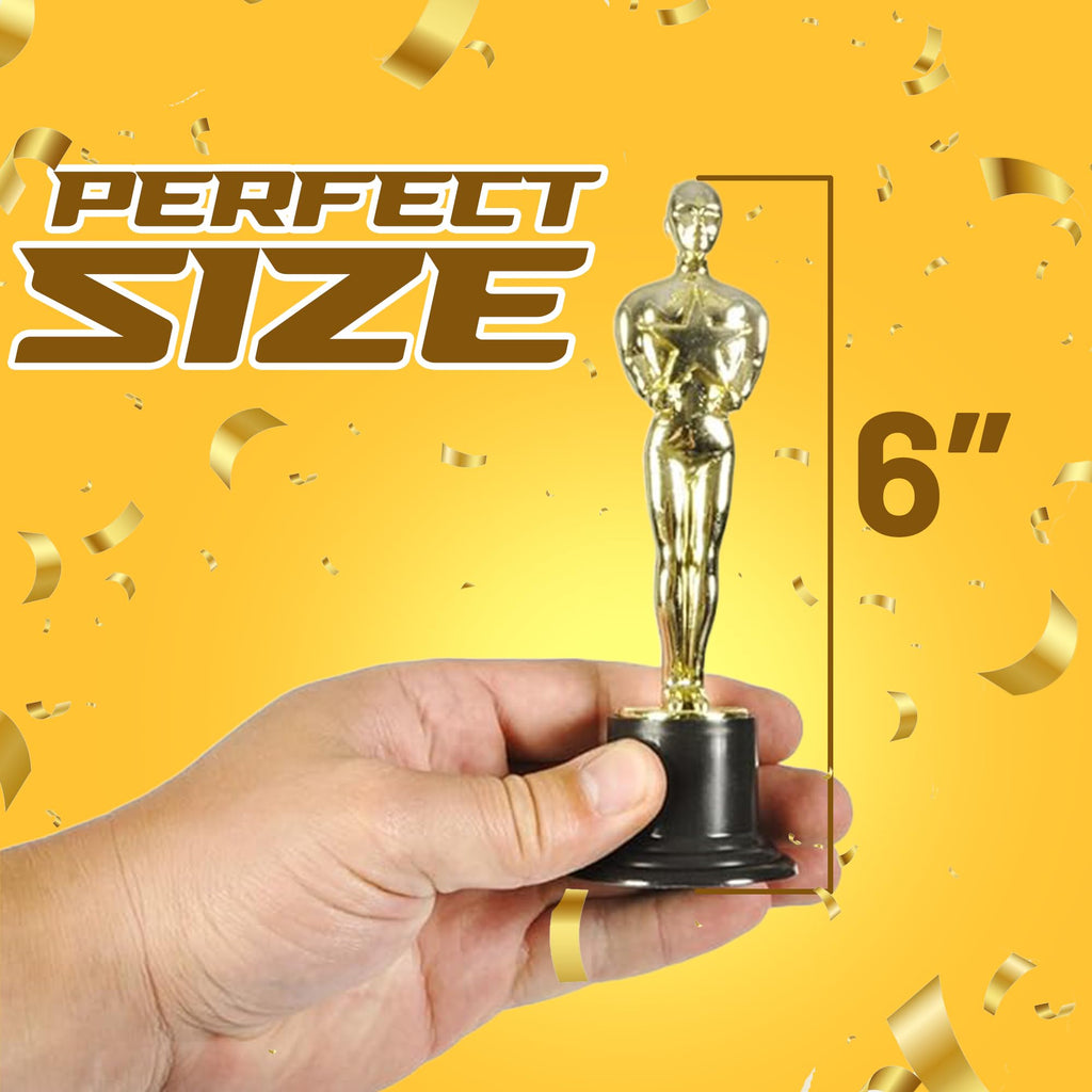 Bedwina Gold Trophy Award Mini Trophies Bulk - (Pack of 12) 6 Inch Tall Plastic Golden Statue Award, Party Themed Decorations, Winners or Appreciation Gifts Game Prizes for Adults & Kids