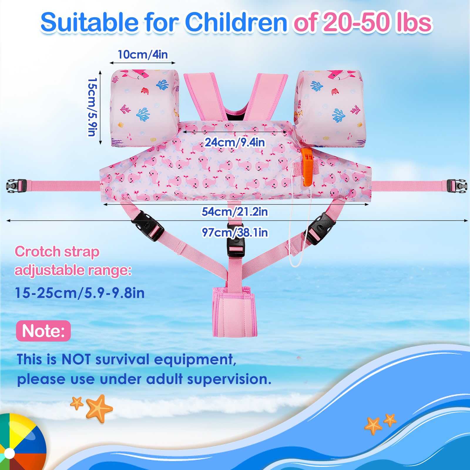 Moko Swim Arm Band for Kids 20-30-50 lbs, Cute Cartoon Toddler Swim Vest, Swimming Water Wings Pool Floaties Sleeve for Children Learn to Swim