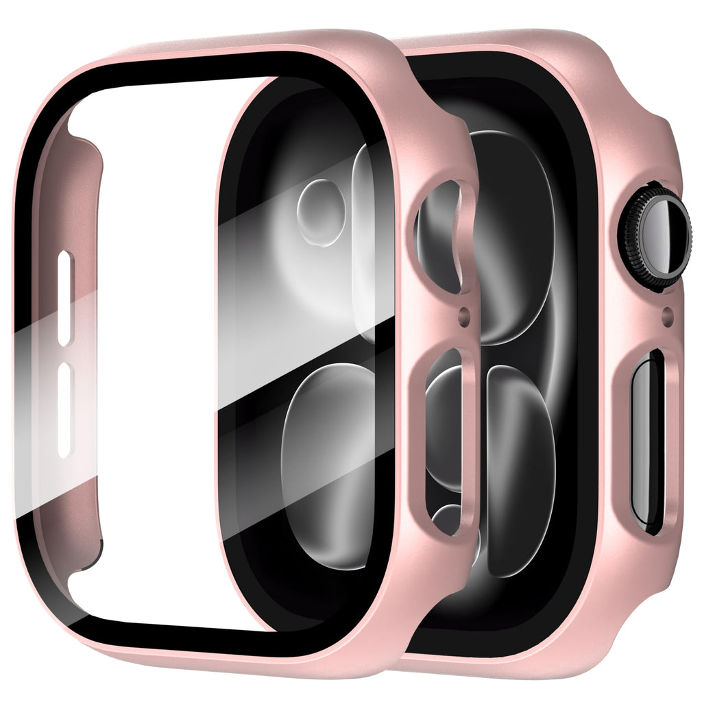 Diruite 2-Pack for Apple Watch Series 3/2/1 38mm Case, Ultra-Thin All-Around Tempered Glass Screen Protector Protection Cover for iWatch 38mm - Black