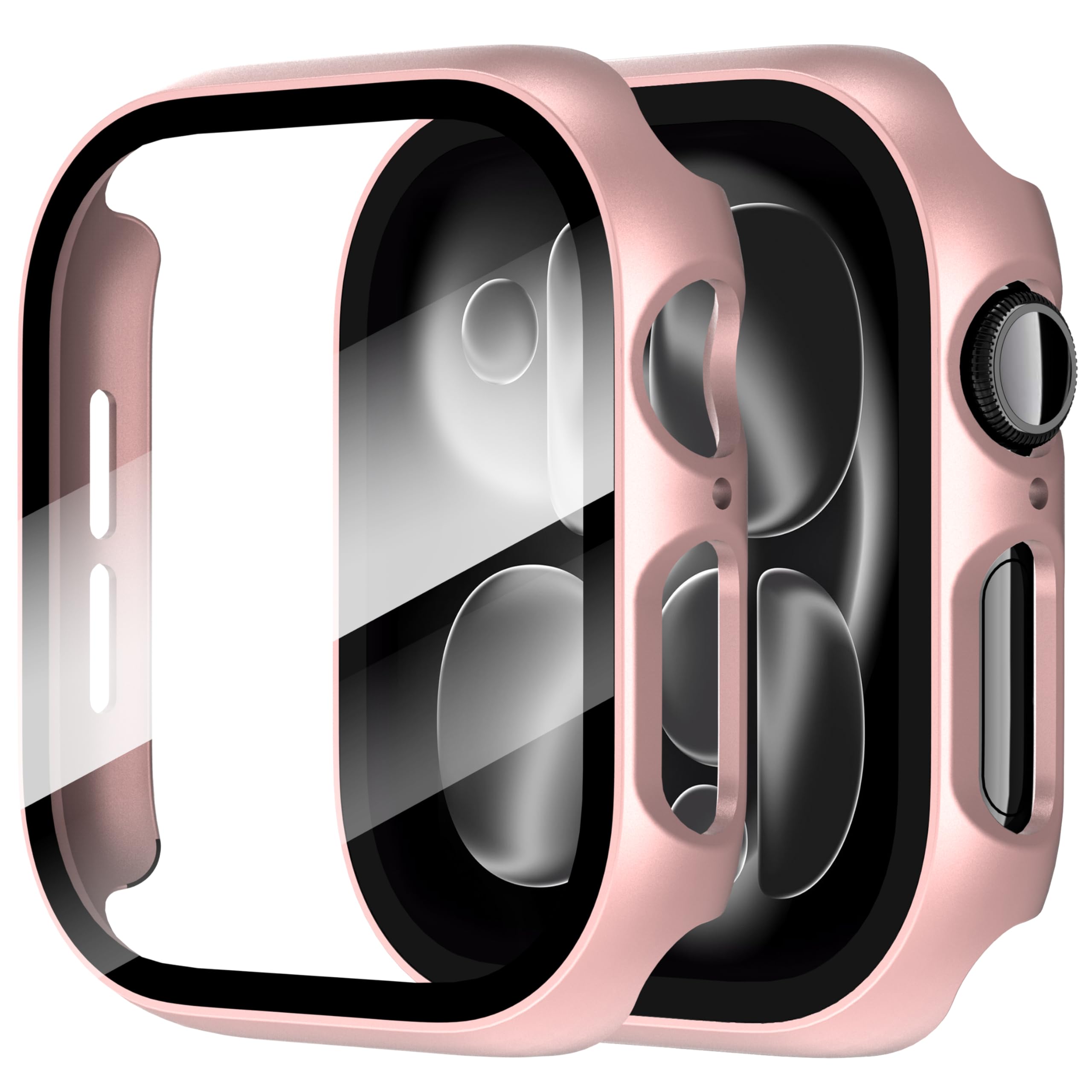 Diruite 2-Pack for Apple Watch Series 3/2/1 38mm Case, Ultra-Thin All-Around Tempered Glass Screen Protector Protection Cover for iWatch 38mm - Black