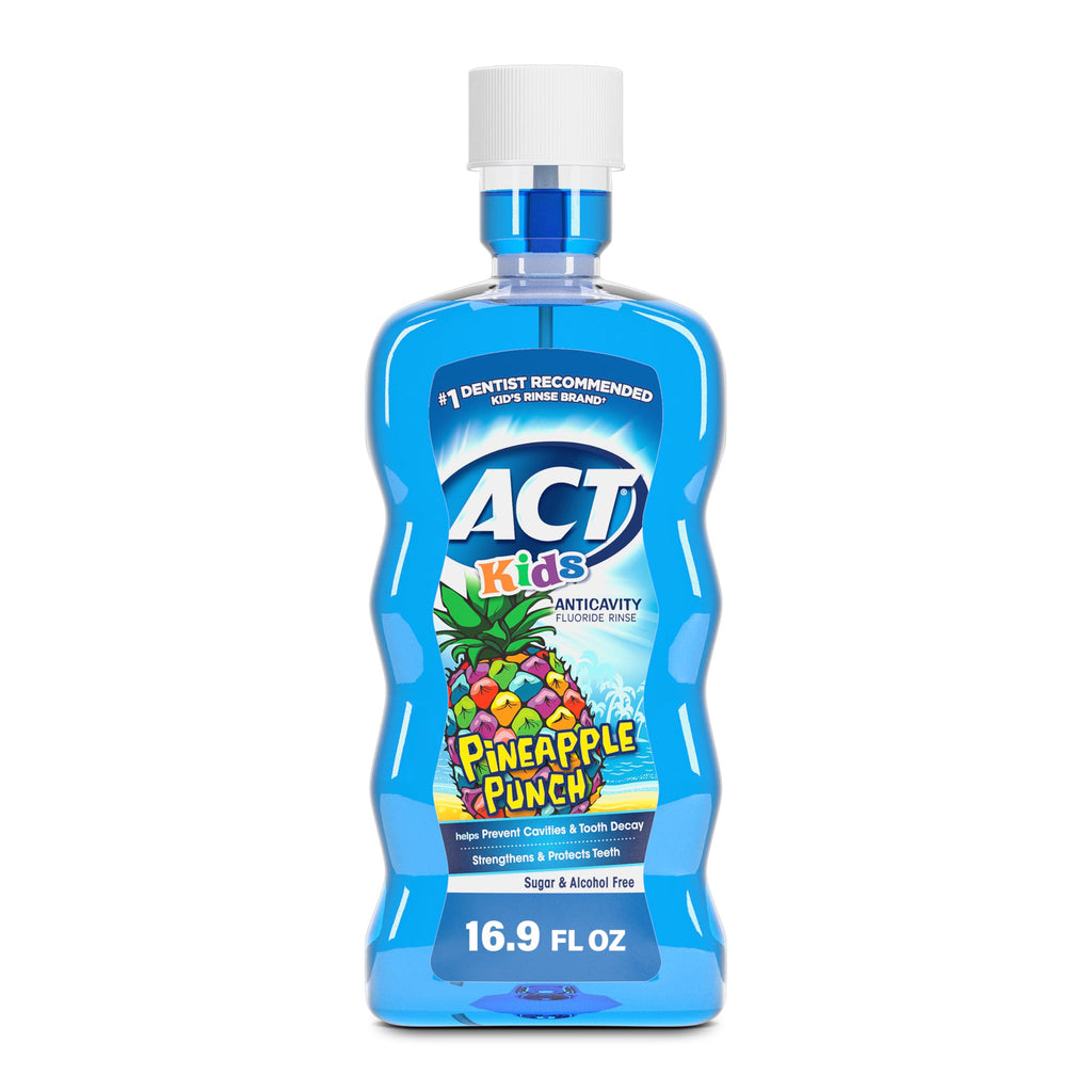 ACT Kids Anticavity Fluoride Mouthwash, Sugar & Alcohol Free Mouth Rinse Strengthens Teeth, Bubble Gum Blowout, 16.9 fl. oz.(Pack of 3)