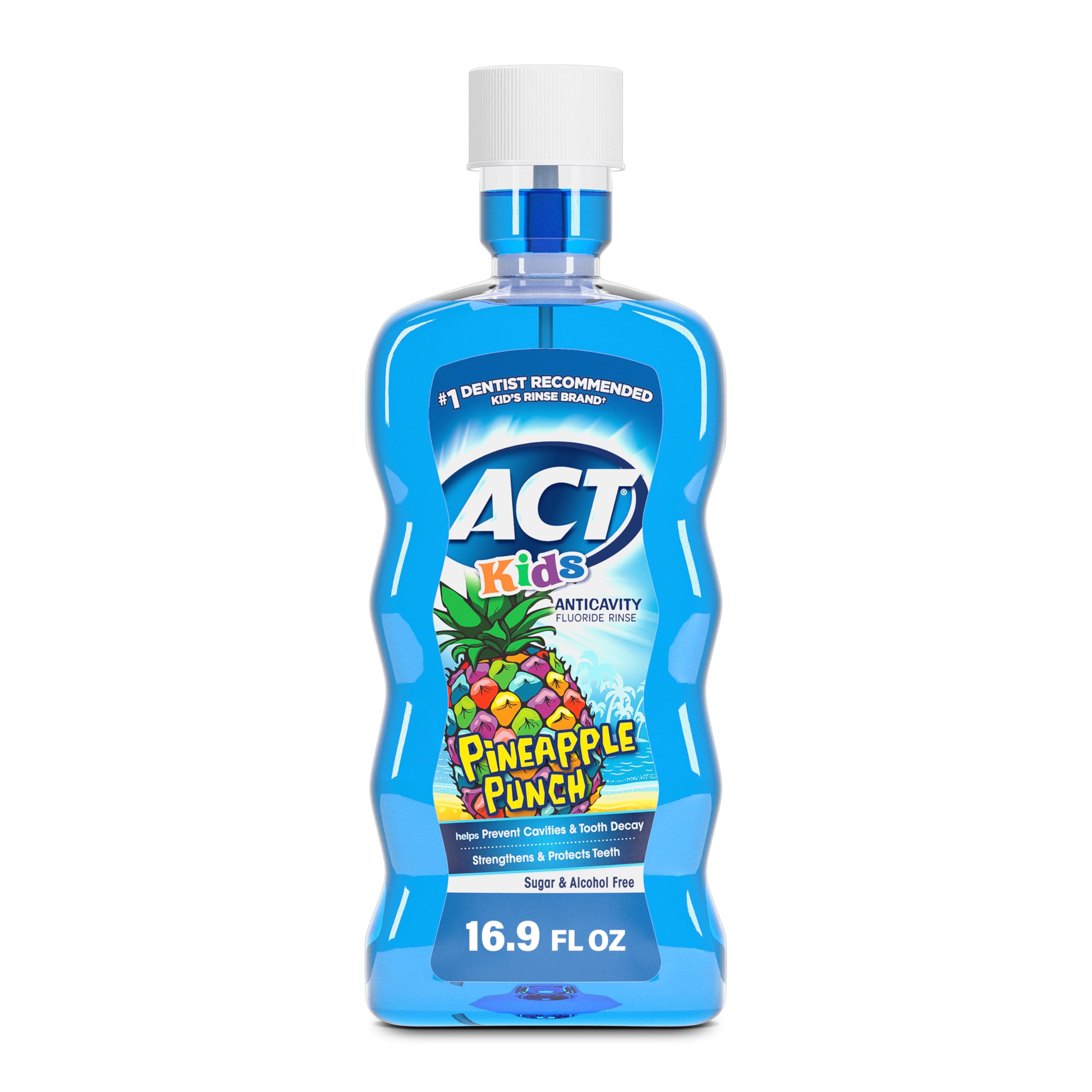 ACT Kids Anticavity Fluoride Mouthwash, Sugar & Alcohol Free Mouth Rinse Strengthens Teeth, Bubble Gum Blowout, 16.9 fl. oz.(Pack of 3)