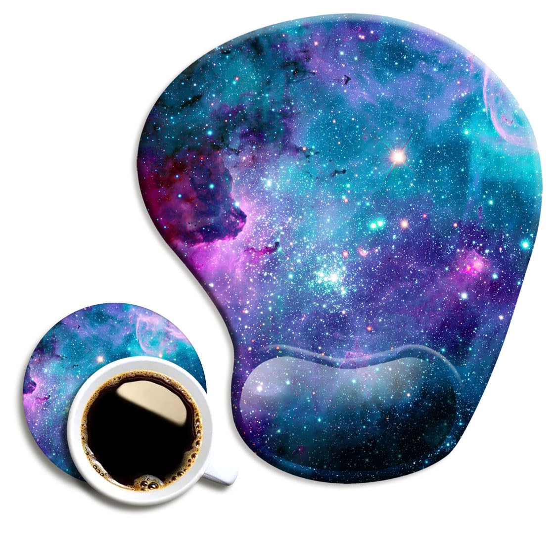DOOKE Ergonomic Mouse Pad with Wrist Support and Coaster,Mouse Pads with Non-Slip PU Base for Home Office Working Studying Easy Typing & Pain Relief Aesthetic Art