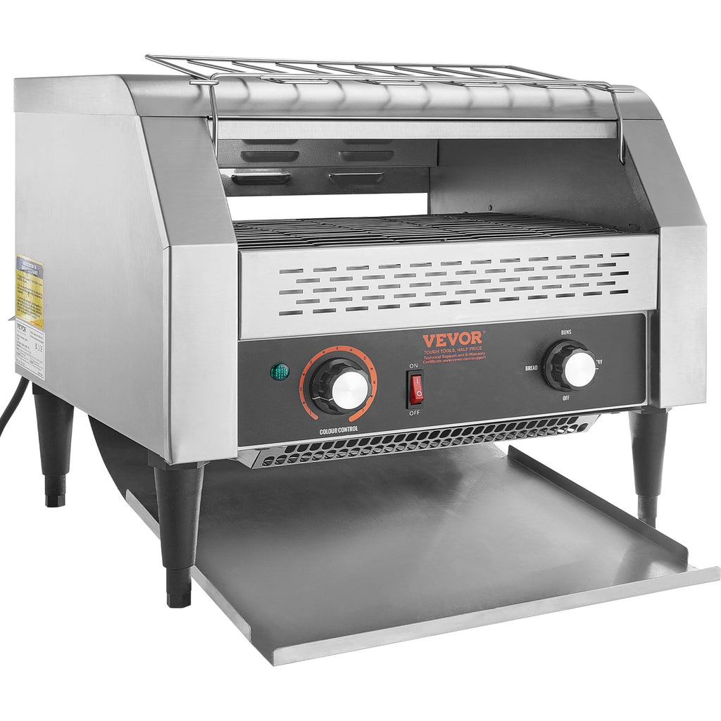 VEVOR Commercial Conveyor Toaster, 300 Slices/Hour, Heavy Duty Stainless Steel, Electric Restaurant Toaster for Toast, Bun, Bagel, Bread