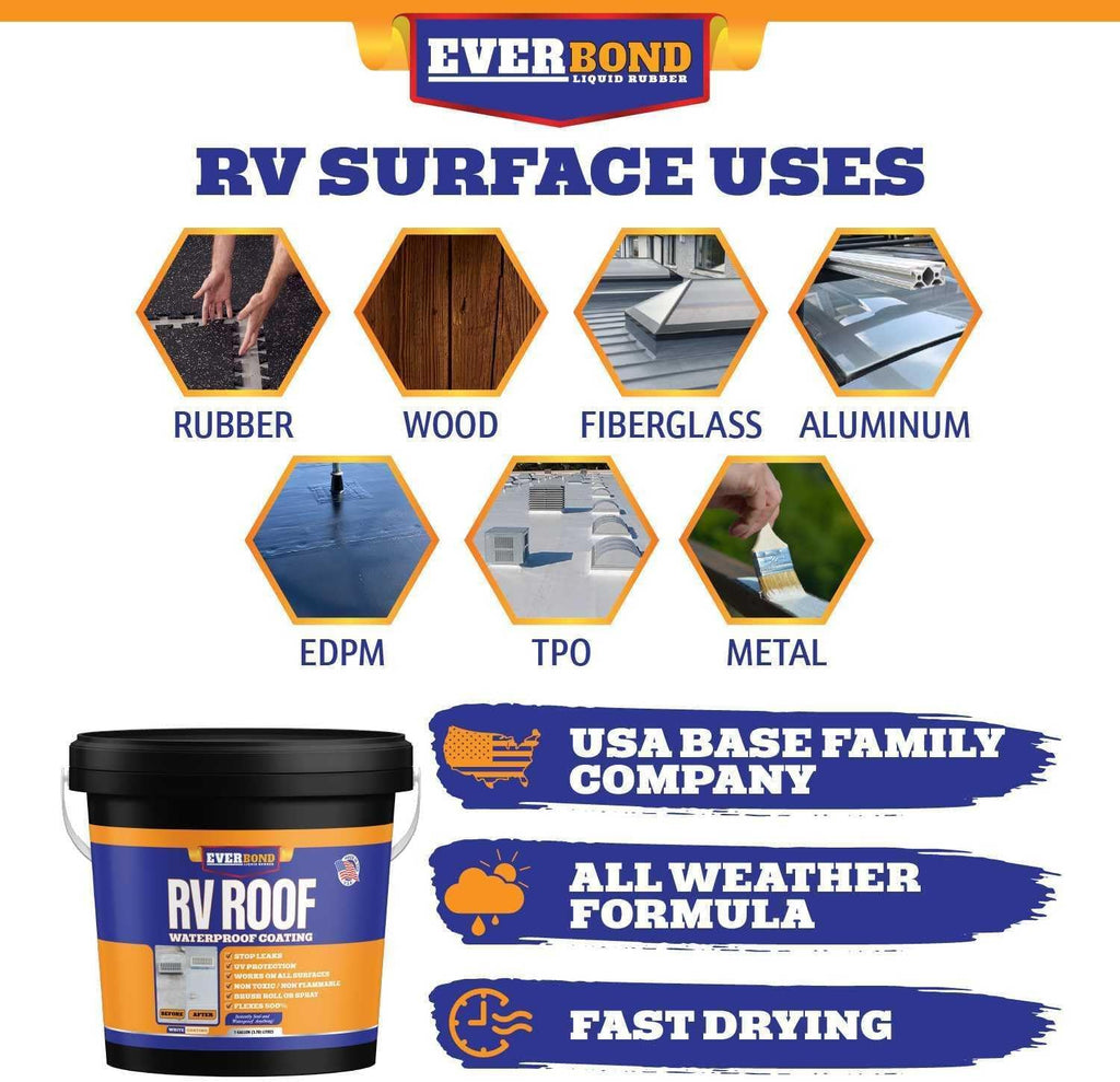 EverBond Multipurpose Primer - Primer for Roof Coatings - Use on EPDM Rubber, Wood, Fiberglass, Concrete, and Metal Surfaces - Easy to Apply on RVs, Campers, and Trailers - 1 Gallon
