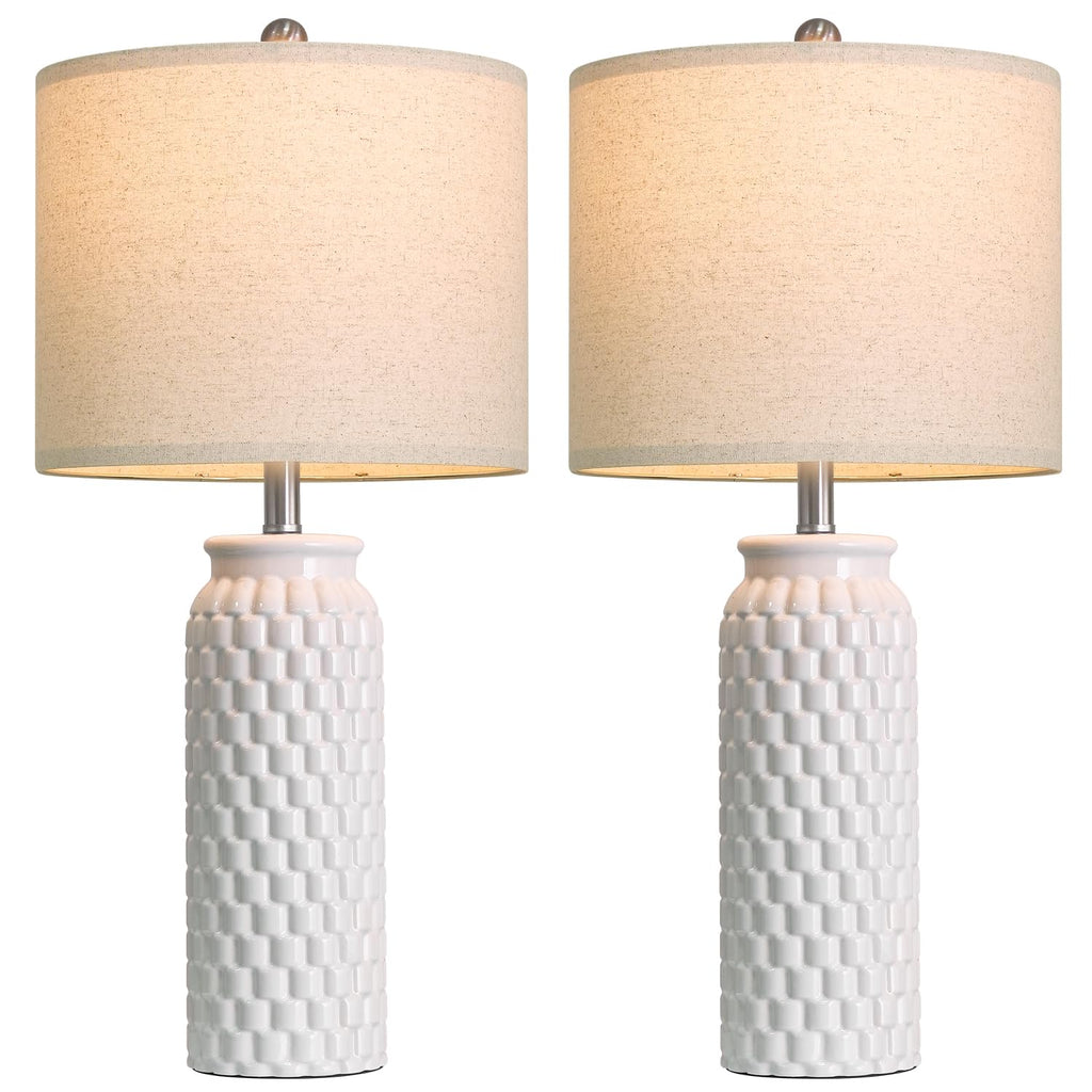 USumkky 20.5" Gold Modern Ceramic Bedside Lamp Set of 2 for Bedroom Decor Farmhouse Table Lamp for Living Room Office Dorm