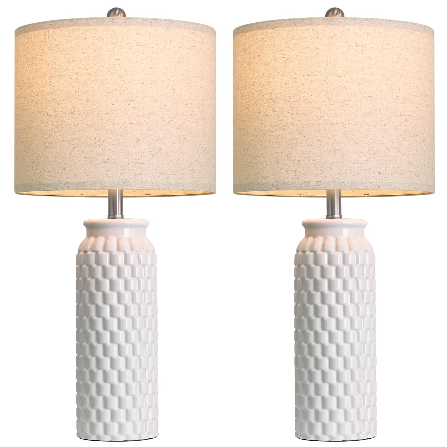 USumkky 20.5" Gold Modern Ceramic Bedside Lamp Set of 2 for Bedroom Decor Farmhouse Table Lamp for Living Room Office Dorm