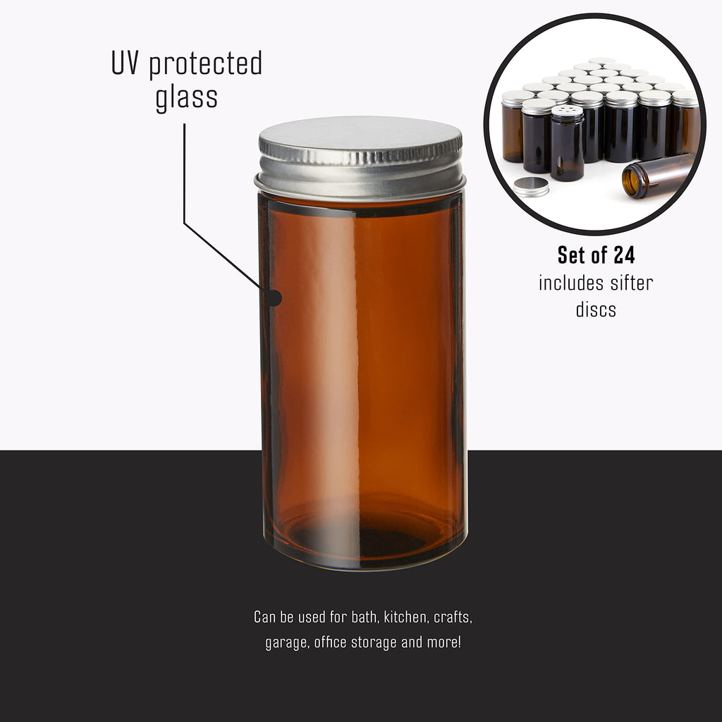 Kamenstein 5244227 Empty Jars With Black Cap, Set Of 12, 3-Ounce