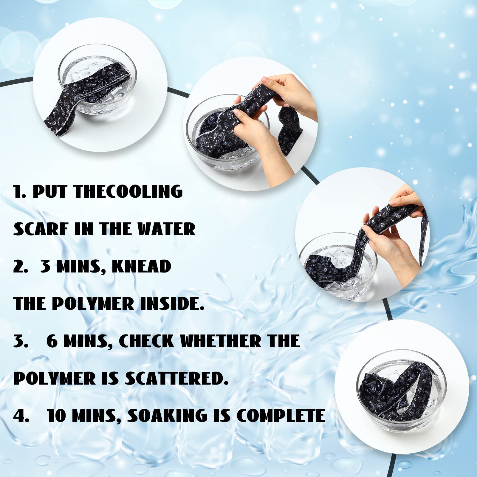 Coume 6 Pack Cooling Neck Wraps Neck Cooler Ice Bandanas Scarf for Hot Weather Summer Ultra Running Walking Riding Women Men