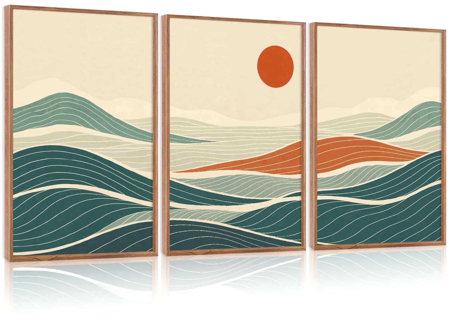 CHDITB Abstract Modern Framed Canvas Wall Art Set, Contemporary Artwork for Home Decor, Neutral Pastel Illustration Wall Painting, Nordic Minimal Zen Art Prints for Living Room Office-16 x24 x3